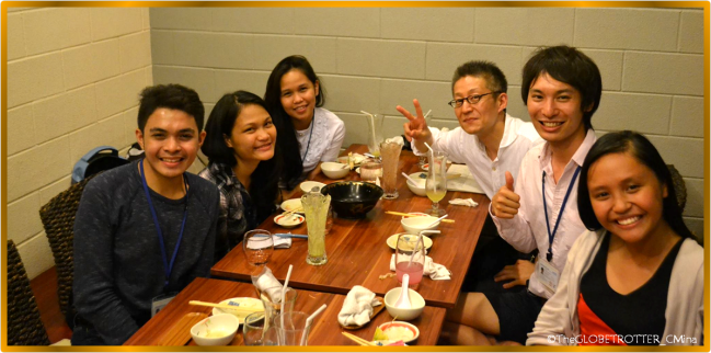 Left side facing the table: Jersey, Ate Sweden and I; Right side: Lyn, Onisan Keita and Mr. Yu (nearest to the camera to the farthest)