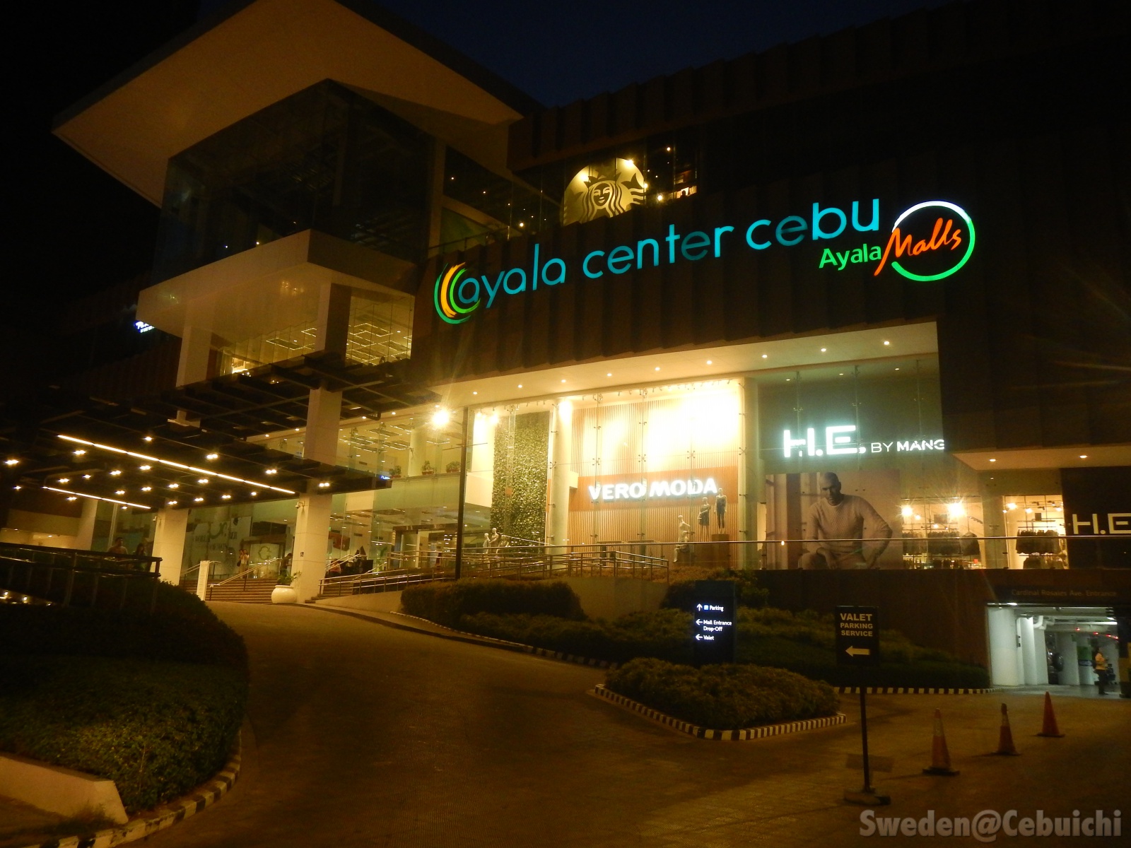 Luminous facade of Ayala Mall