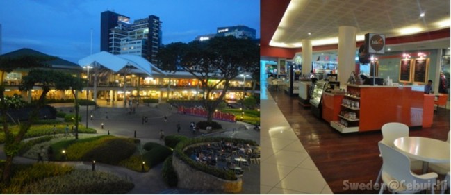 Dine with nature at the Terraces (left) or grab some snacks at a food stall (right)!