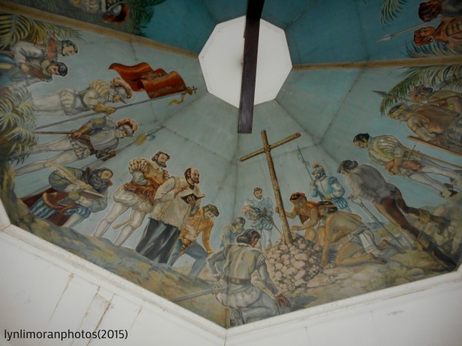 Mural showing the plating of the cross.