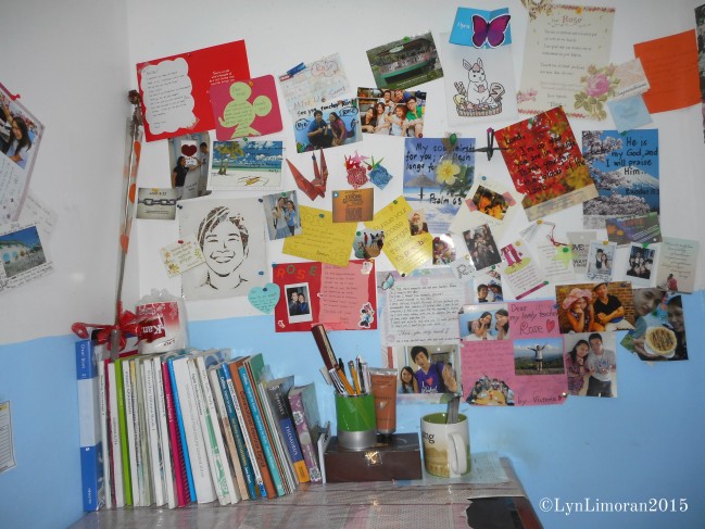 The table is full of gifts and memorabilia from teacher’s current and previous students.