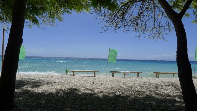 Benches in Tingko Beach in Alcoy, Cebu.