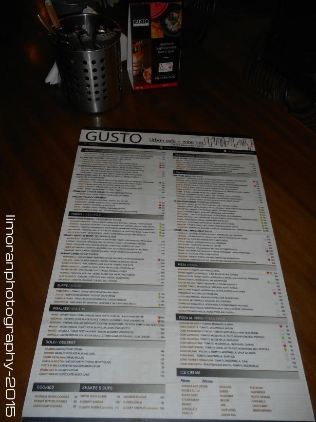 The menu. Click the photo for a clearer view.