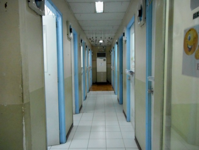 This hallway leads to the man-to-man classrooms.